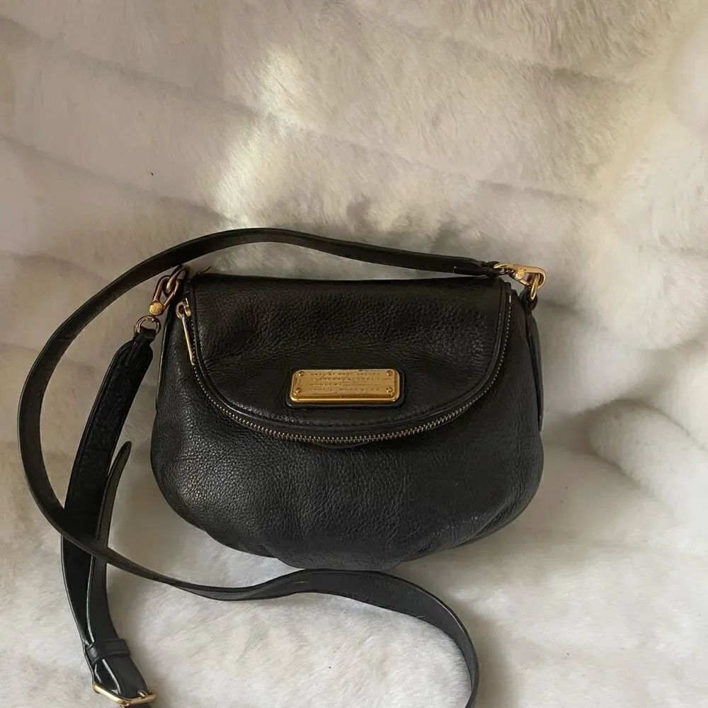 Marc by Marc Jacobs pebble leather black crossbody bag antique gold tone accents